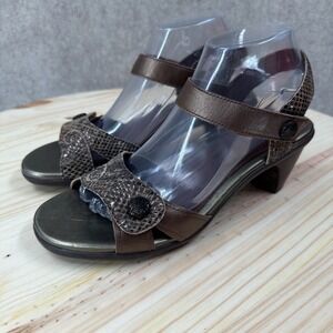 Aravon Mila Comfort Summer Sandals Snake Print Womens 2.75" Block Heel 8.5
